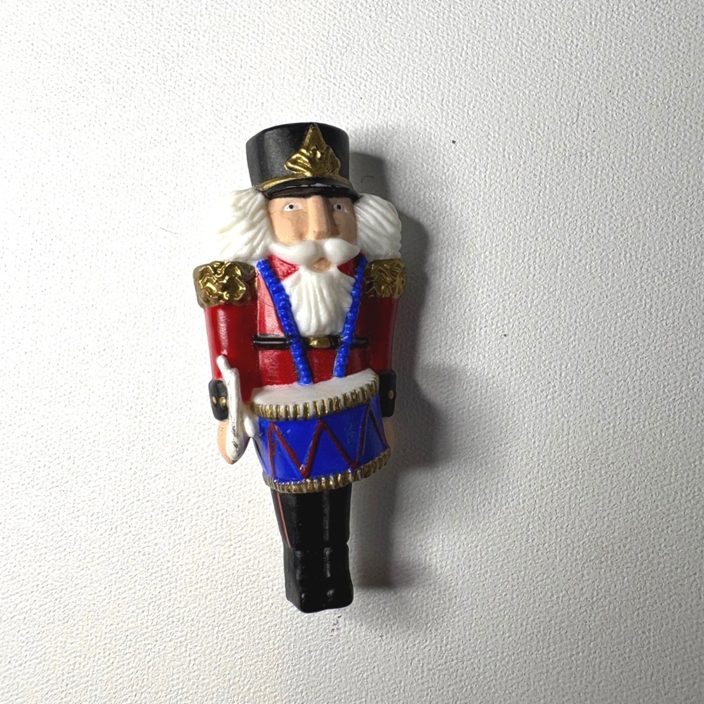 Vintage Hallmark Nutcracker Drummer Pin Holiday Christmas Lapel Brooch Red Blue